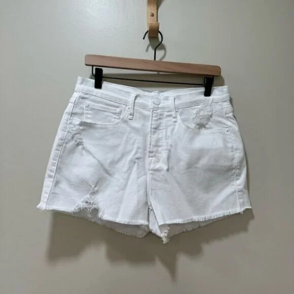 Good American Good '90s Denim Cutoff Shorts White sz 6/28 - Picture 3 of 6